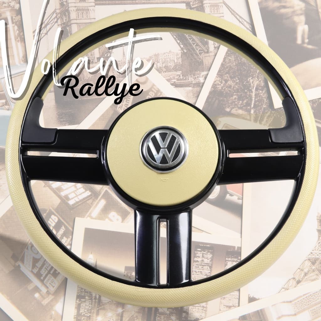 Volante Esportivo Rallye Bege/Preto Para Fusca 1959 1960 1961 1962 1963 1964 1965 1966 1967 1968