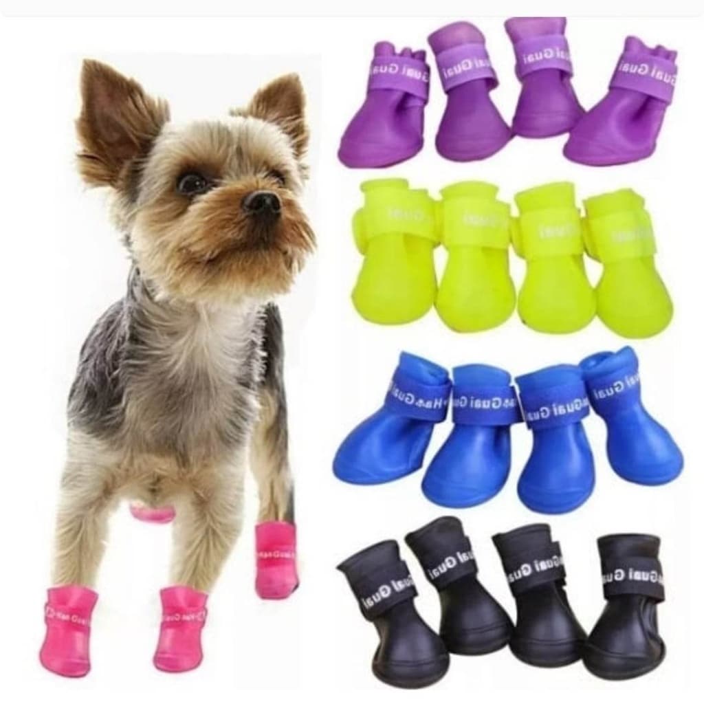 Kit 4 Bota de Borracha Protetora de Patas Patinha Botinha de Silicone Sapato À Prova D'agua Sapatinho Para Cão Cachorro Gato e Pets Desing Total