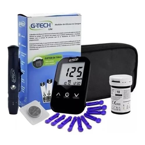 Kit Medidor De Glicose Lite Completo G-Tech Com Tiras