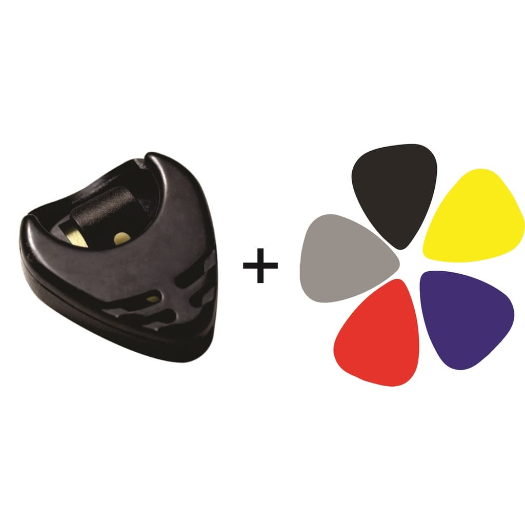 Kit com 5 palhetas + 1 porta palheta violao aço ou nylon banjo guitarra ukulele viola