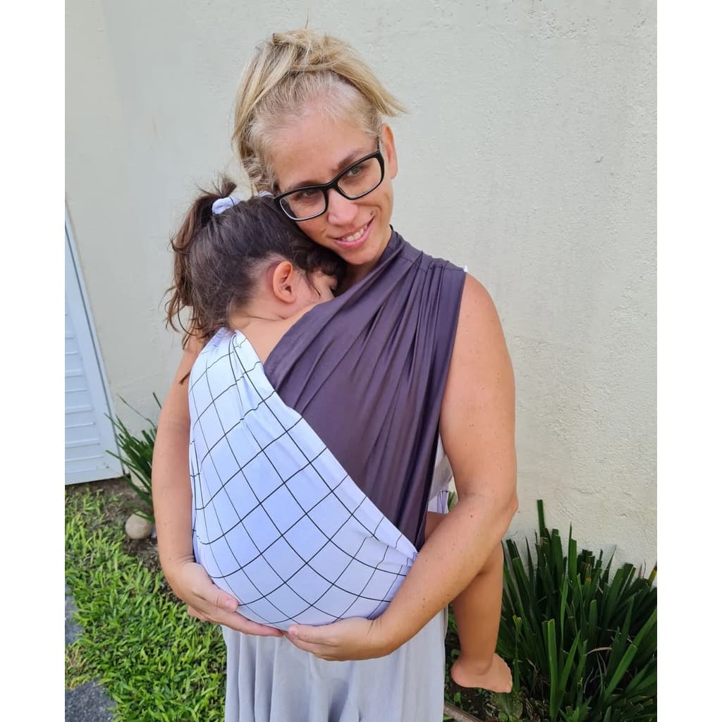 WrapSling de Vestir - FastSling de Vestir PiêPaô Sling Grid Branco + Preto
