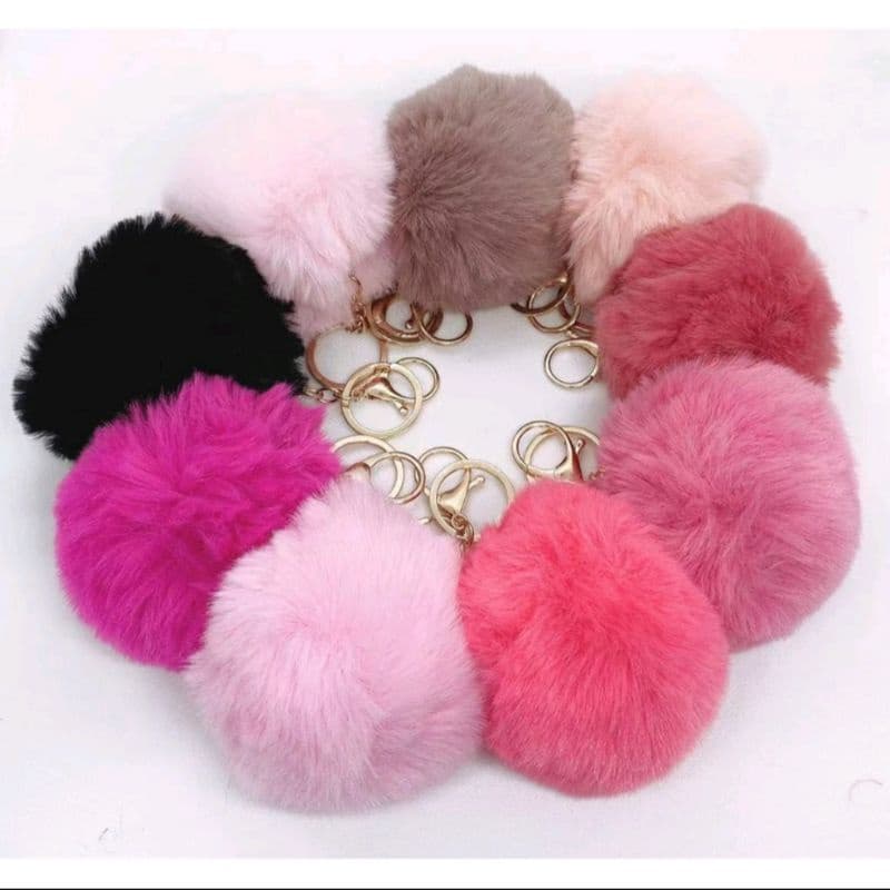 Chaveiro de Pom-Pom 7CM/Bola de pêlo de Pele de Coelho Falsa/Suave/Luxo