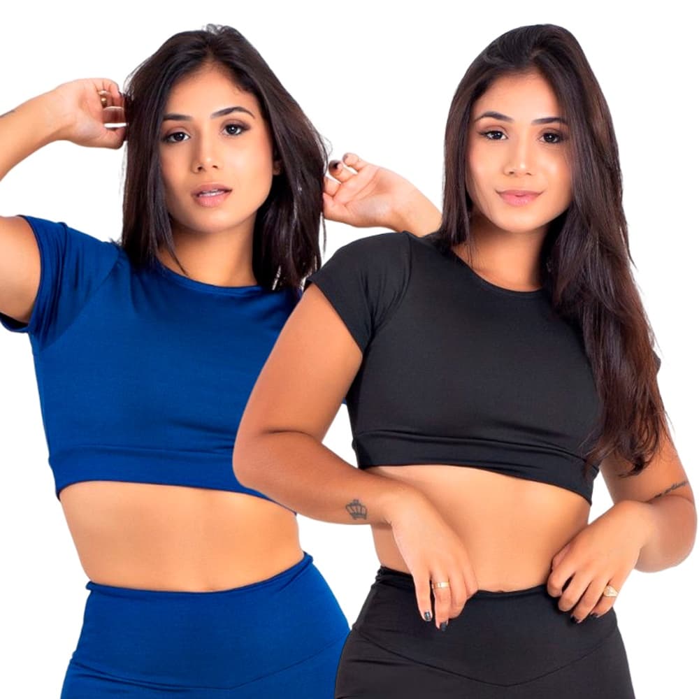 Kit 2 Top Toper Fitness Academia Camiseta Sem Bojo Manga | 901