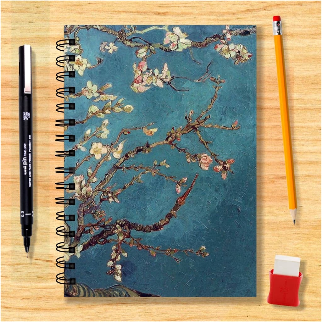 Sketchbook Caderno Desenho Amendoeira em Flor Vincent Van Gogh 140 Págs 70 Folhas 180g ou 100 Págs 50 Folhas 240g