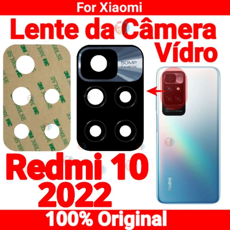 Vidro da Camera Redmi 10 2022 Lente da Câmera Traseira Vidrinho Traseiro Original