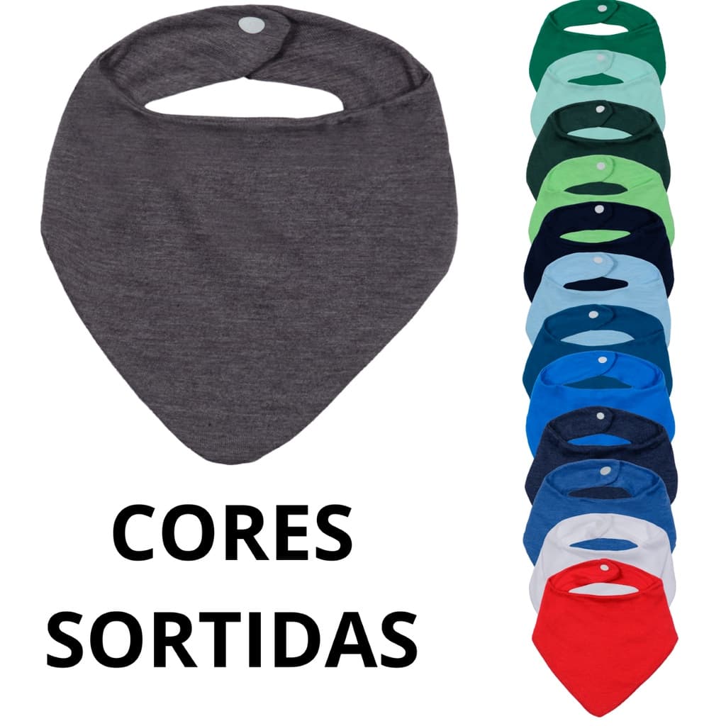 Kit 12 Babador Infantil Menina Menino Botao Ajuste Conforto Alimentacao