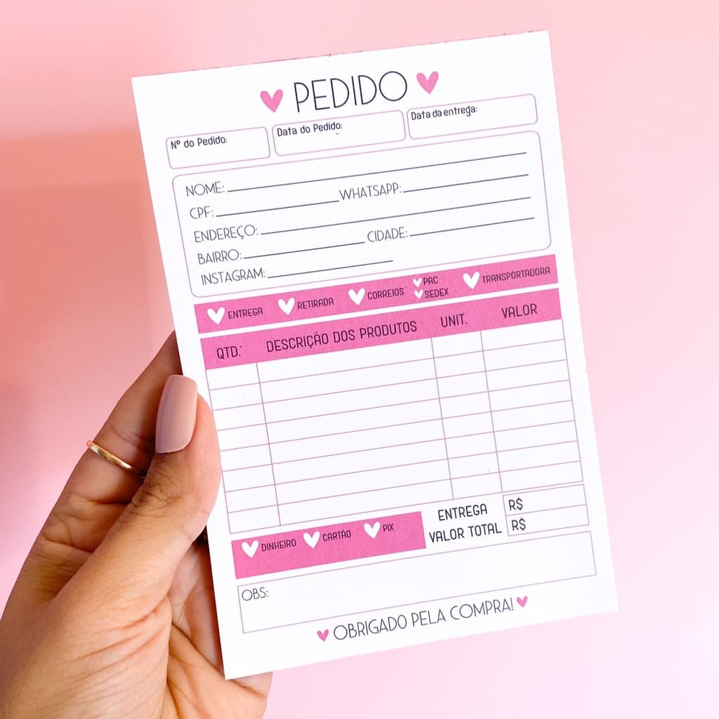 Bloco/Talão de pedido - 100 folhas