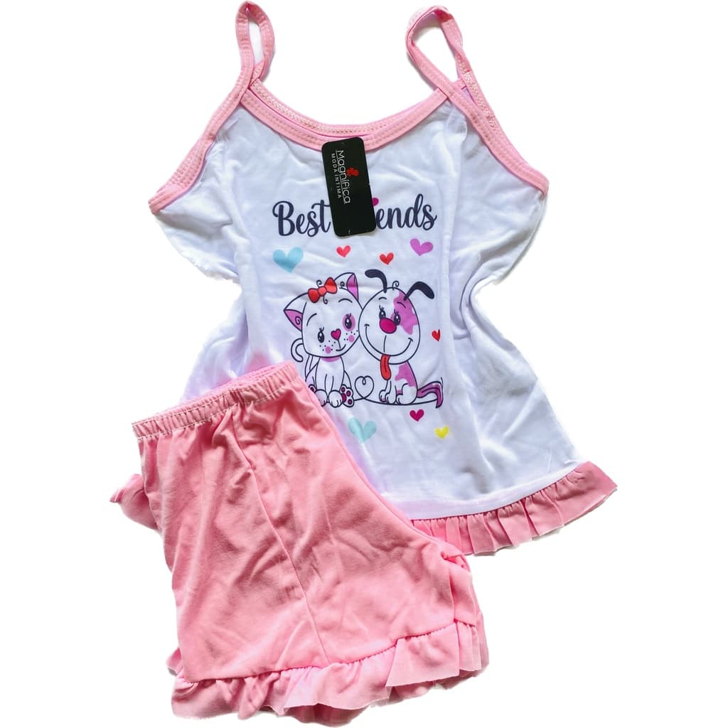 Kit de 2  Pijamas Infantil Short doll Malha Menina