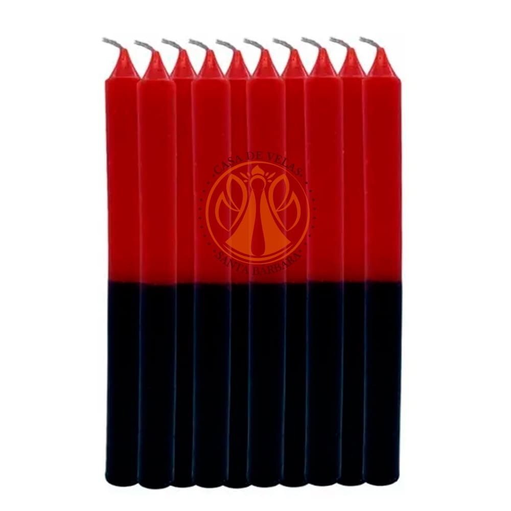 Vela Palito Colorida Bicolor Vermelha E Preta 30 Unidades