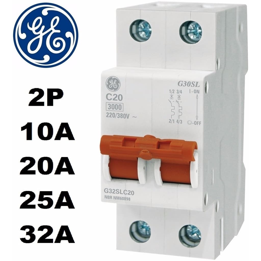 Disjuntor Bipolar Bifasico Din Ge 10a,16a,20a, 25a,32a