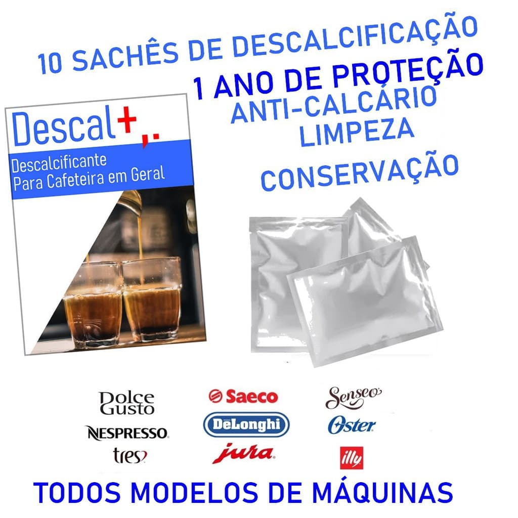 10 Descalcificante  Cafeteiras 3 Corações Dolce Nespresso kit saeco