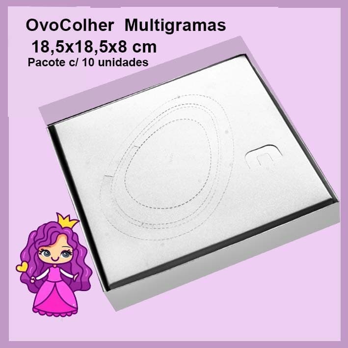 Embalagem para Ovo de Colher Multigramas em papel Kraft e Branco - 08x18,5x18,5cm - Pacote com 10 unidades