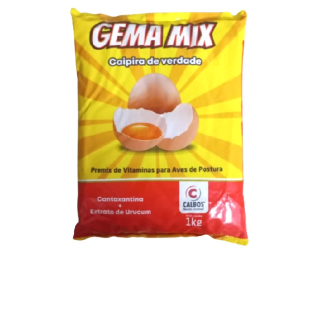 Gema Mix Vitamina para Aves de Postura 1kg Cantaxantina - Ovos Caipiras Galinhas Poedeiras