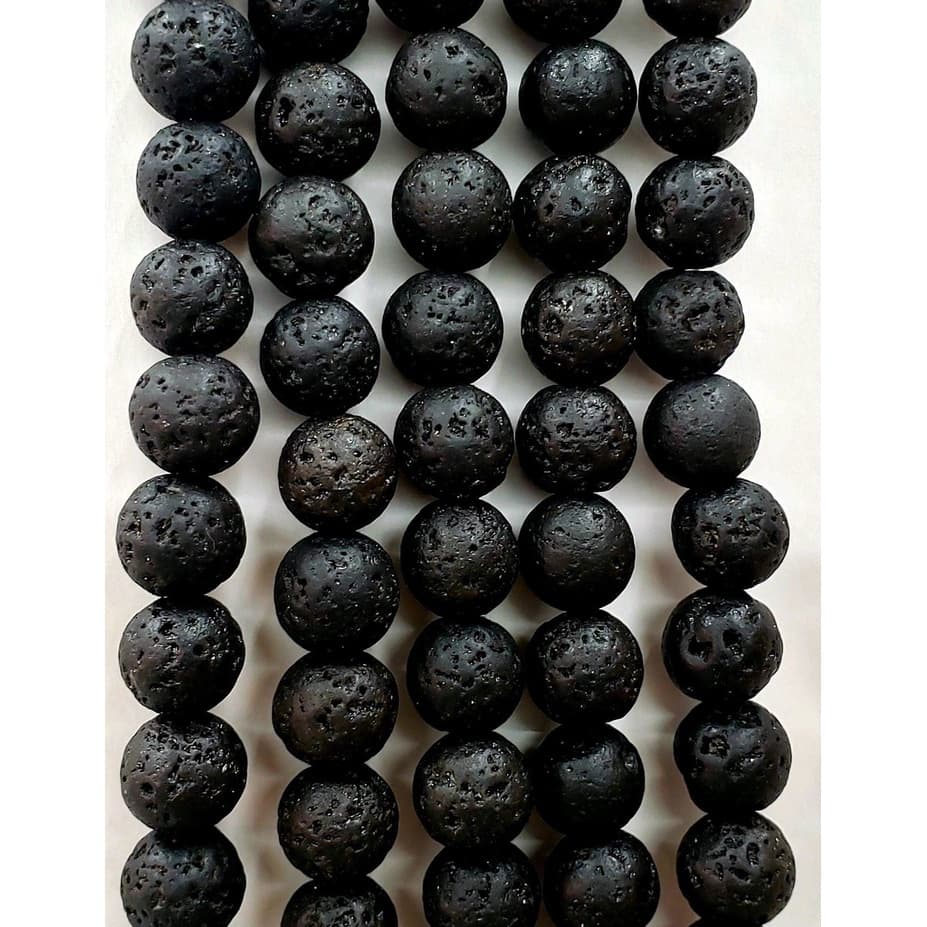 Conta Pedra Natural Vulcão/vulcânica 08 mm / Fio