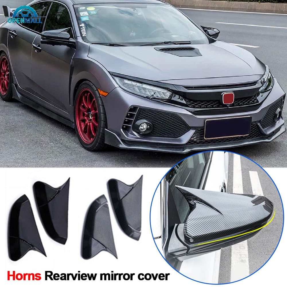 OM Par De Fibra De Carbono Estilo Retrovisor Capa De Espelho Para Honda Civic 10a 2016-2020 ABS