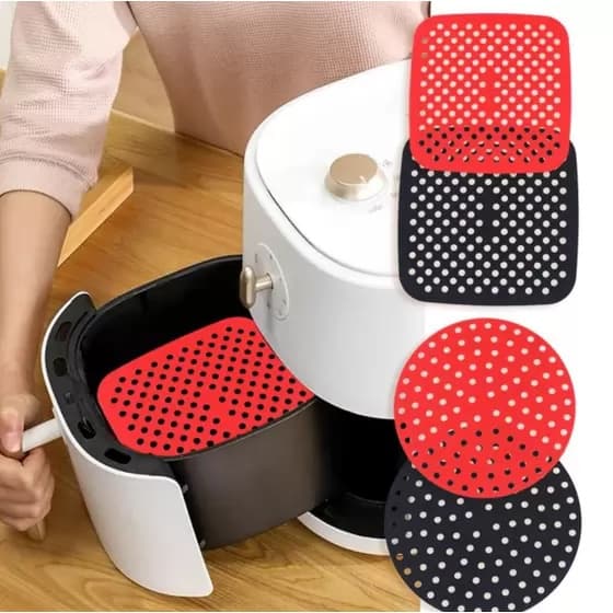 Tapete Protetor Silicone Para Air Fryer Fritadeira Universal Não Gruda - Redondo Ou Quadrado