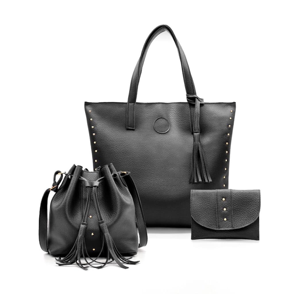 Bolsa Feminina Kit 3 Peças Sacola + Saco + Necessaire Promoção Envio Imediato.