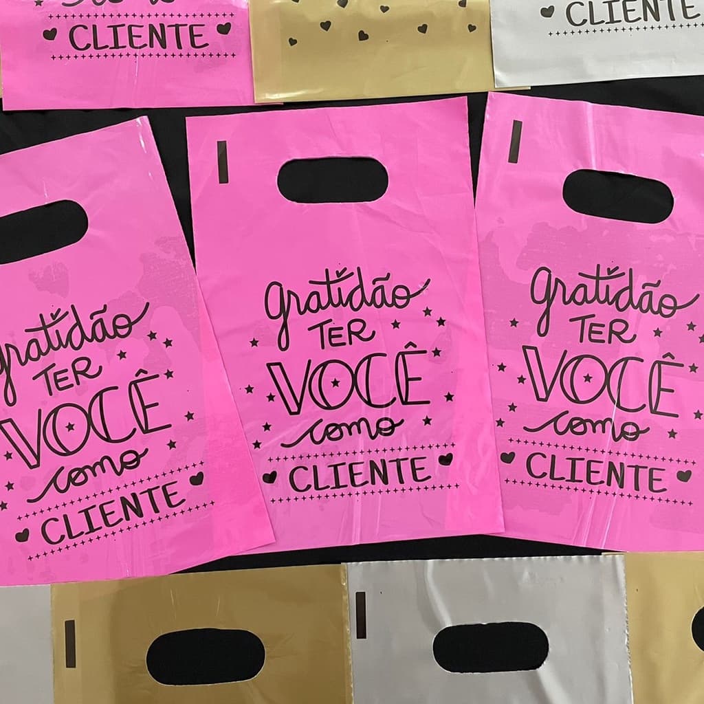 Sacola Plástica Com Frase Personalizada 16x20 20x30 30x40 40x50 50UN Boca de Palhaço