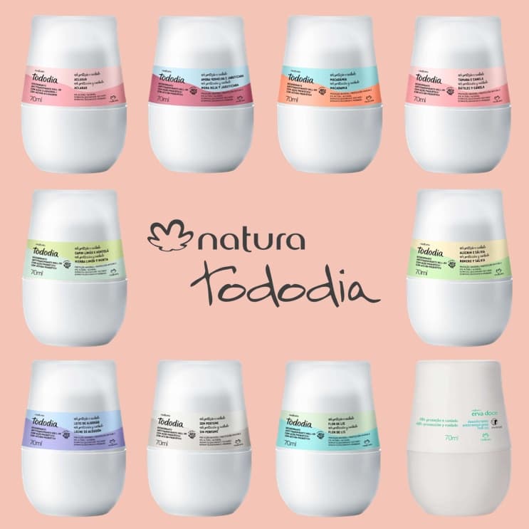 Desodorante Antitranspirante Roll-On Tododia Natura - 70ml: Algodão, Macadâmia, Aclarar, Sem Perfume, Erva Doce, Amora +