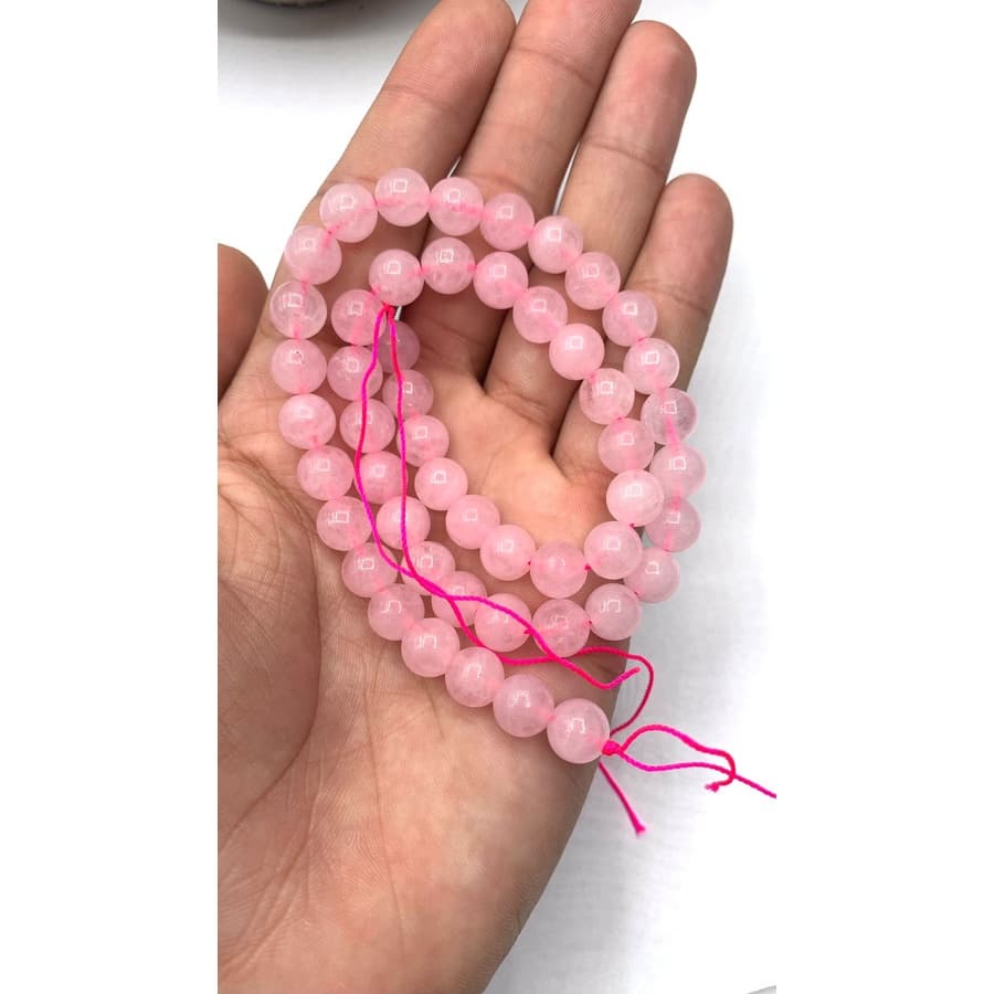 Contas de Pedra Natural Quartzo Rosa 08 mm / Fio