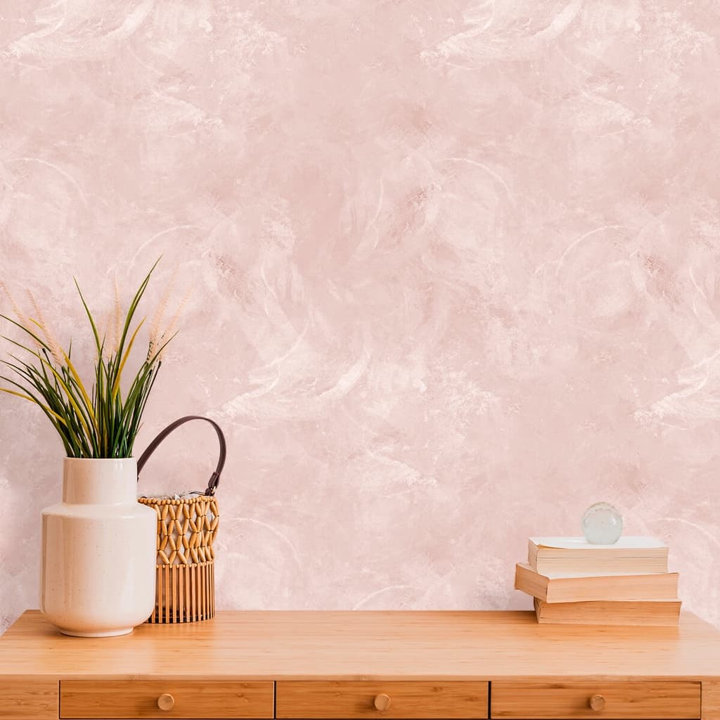 Papel de Parede Autocolante Cimento Queimado Rosé | Decorativo para Sala Quarto