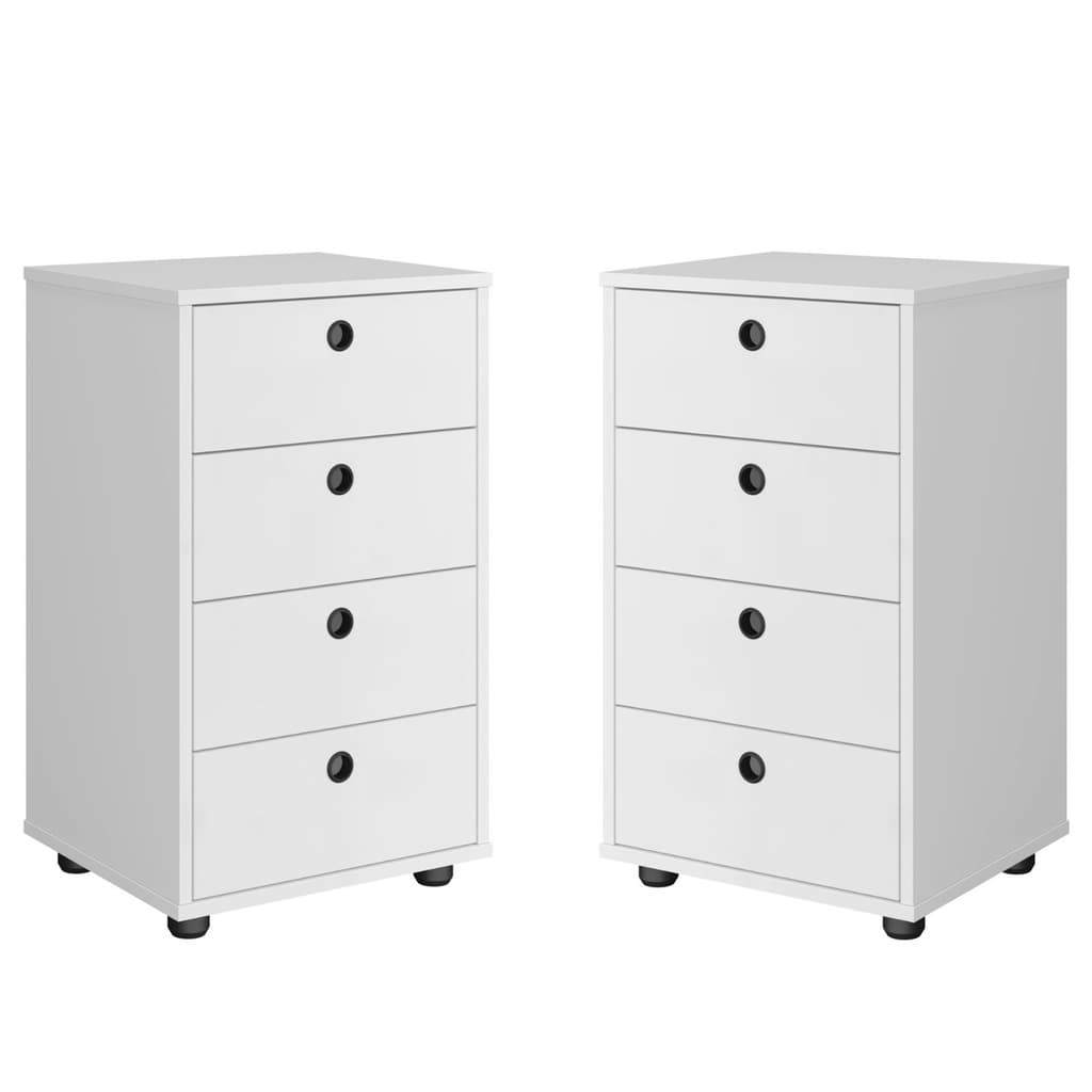 Kit 2 peças Gaveteiro 4 Gavetas Mesa De Cabeceira e Multiuso Classic