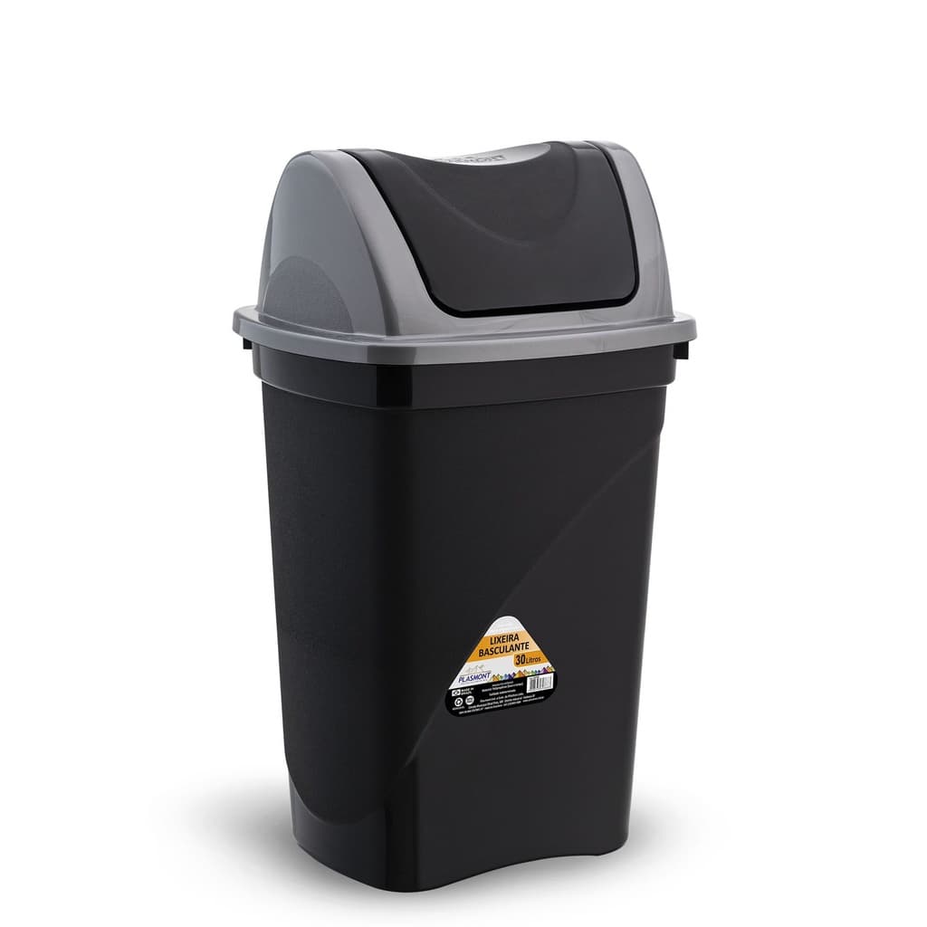 Lixeira De Plástico 30 Litros Basculante Cesto De Casa Cozinha Escritório Lixo