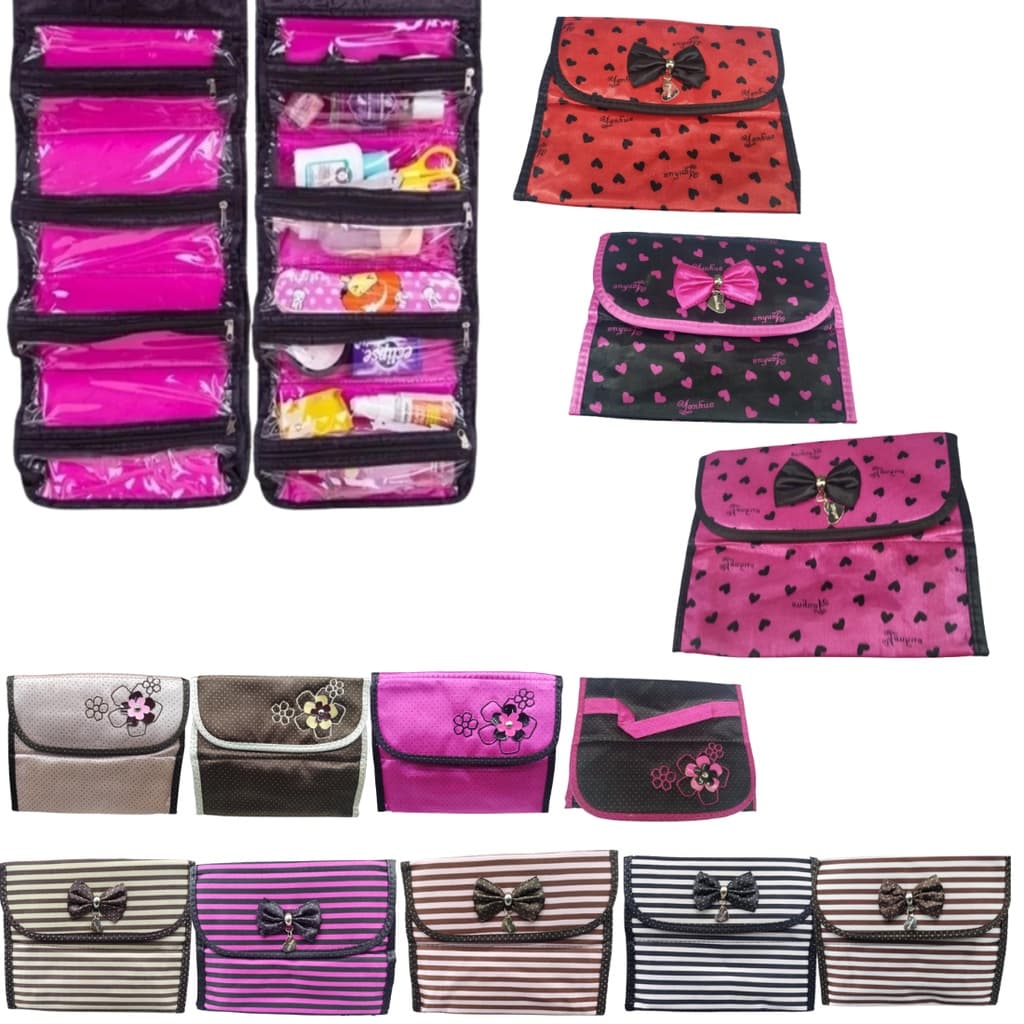 Necessaire Organizadora Grande Com 4 divisórias Estampada Multicor Multi-uso 6001B