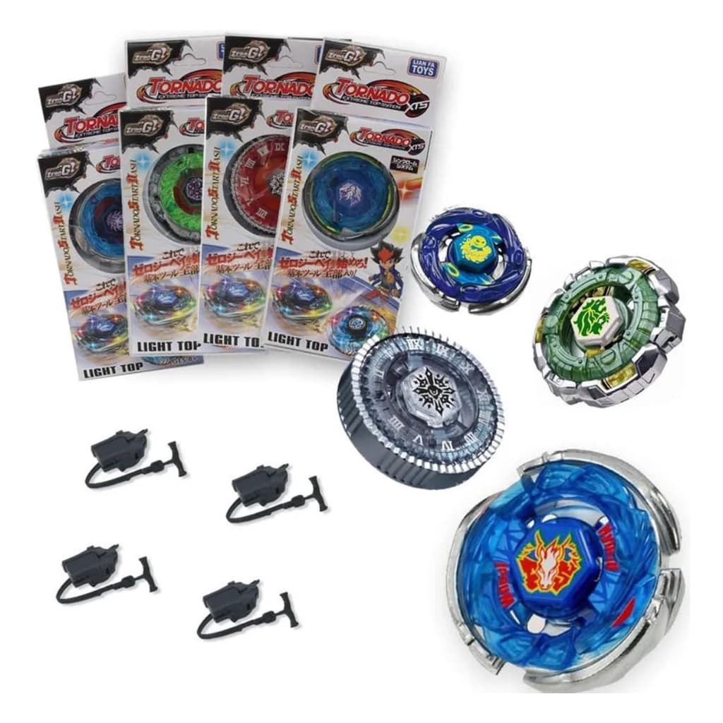 beyblade - pião com lancador tornado com luz 6D colors na caixa