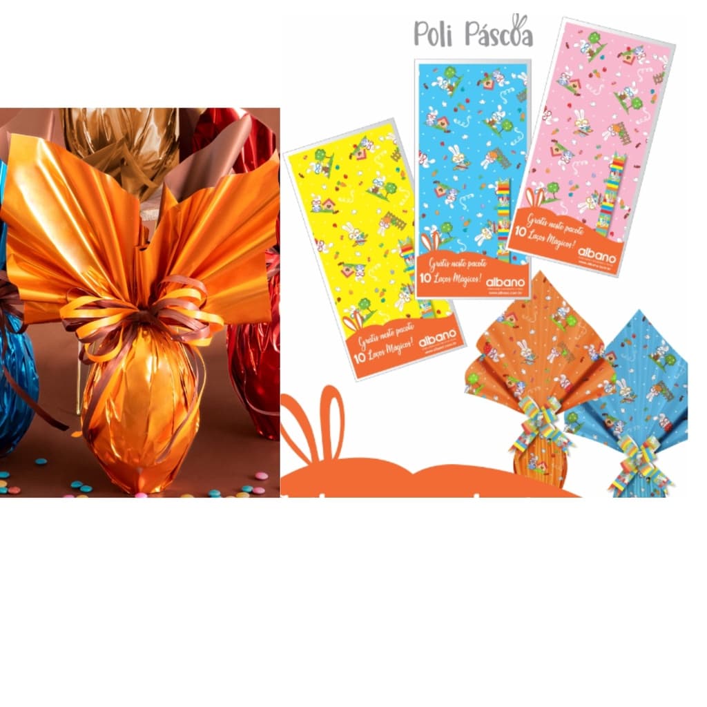 Folha Poli 69x89cm para embalar Ovo de Páscoa de 750 g a 1 kg com 25 unid