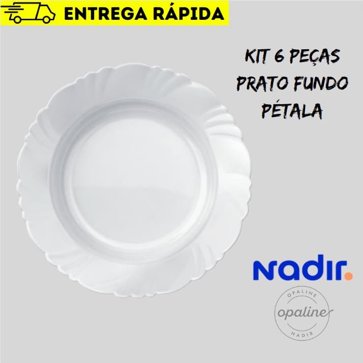 Kit 6 Pratos Fundos Pétala Opaline de Vidro -  Nadir