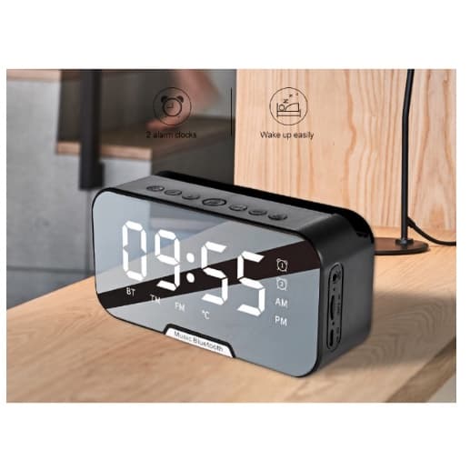 Caixa De Som com Bluetooth Rádio Fm Relógio Despertador de mesa Espelho