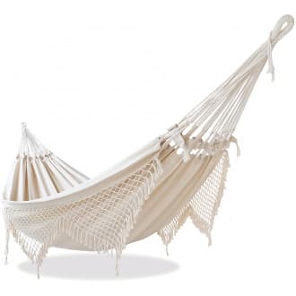 Rede de Dormir Descanso Muitas Cores Luxo Casal grande Gigante Pernambucana Crua/Bege Promoção