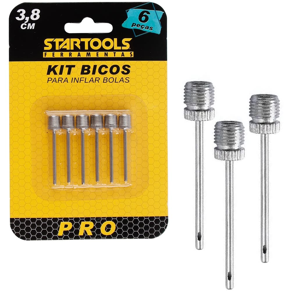 Kit 6 Bico Bomba D Ar Inflar Encher Bola I-16 Startools Inox