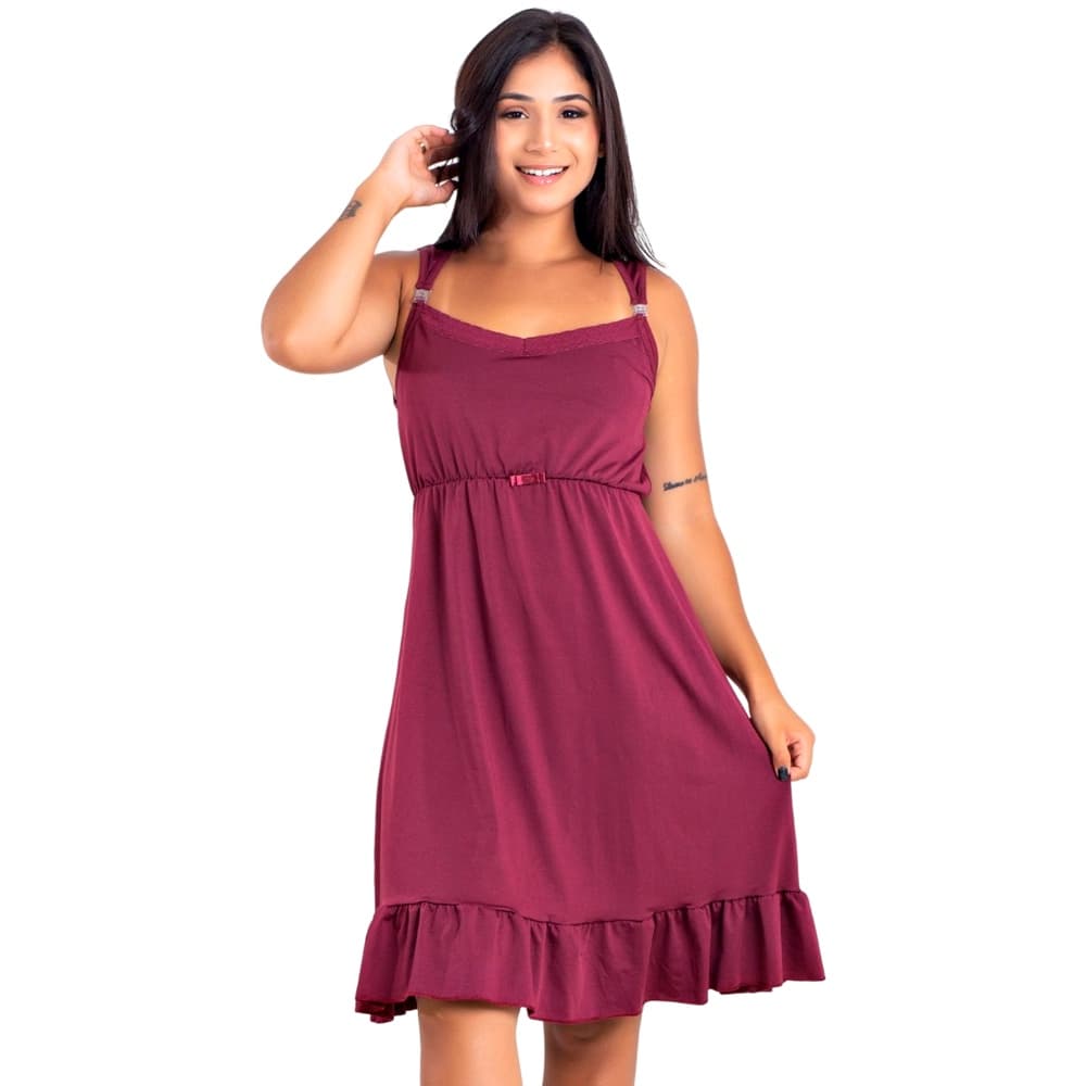 Camisola de Amamentação Microfibra Fecho em Click Mamãe e Bebê | 184