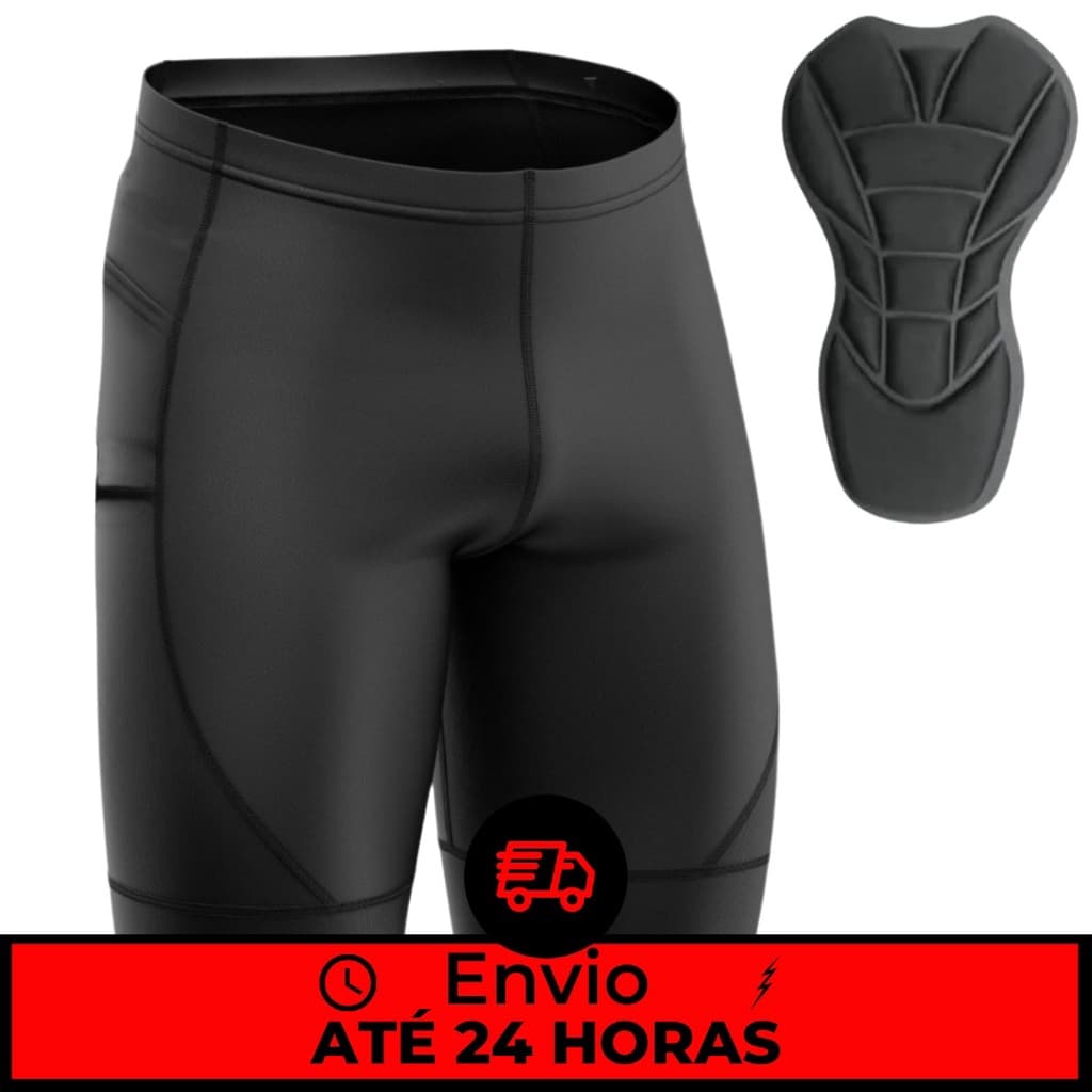 Bermuda Ciclismo Masculina Almofadada Alta Densidade Short Dois Bolsos Forro Espuma