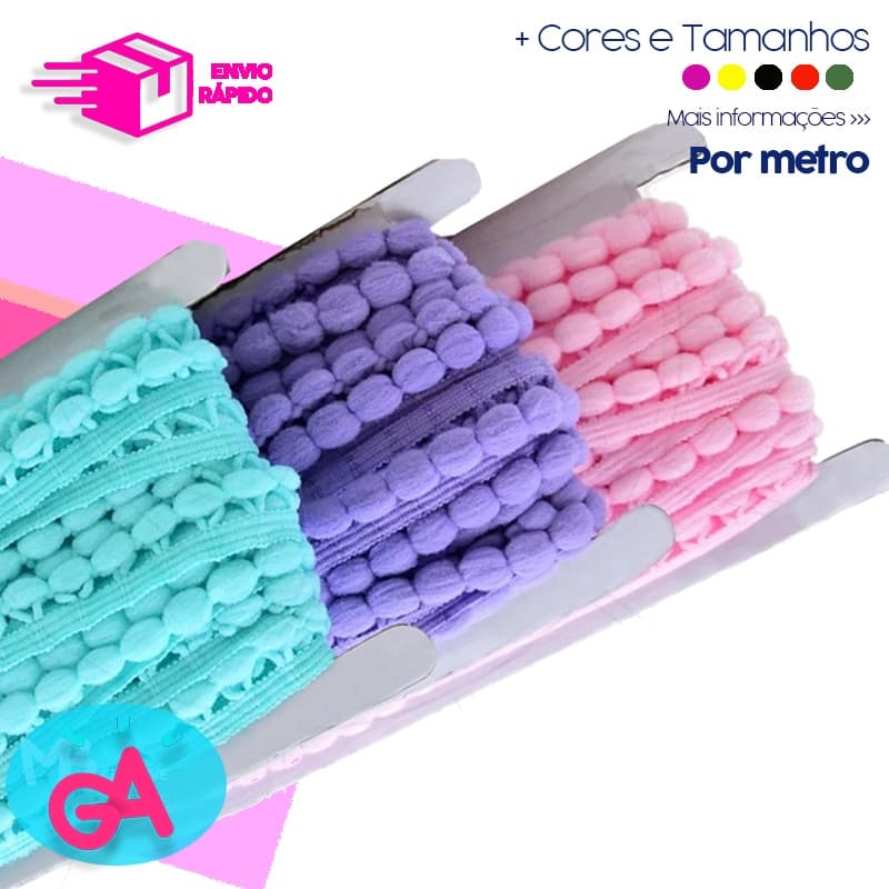 Fita Grelot Pompom - 10mm ou 20mm - Por metro