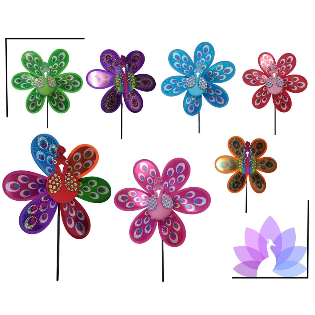 Catavento P/ Jardim Pequeno Pavão Borboleta Abelha Colorido Decoração Jardim Varanda Cata-Vento Insetos Gira