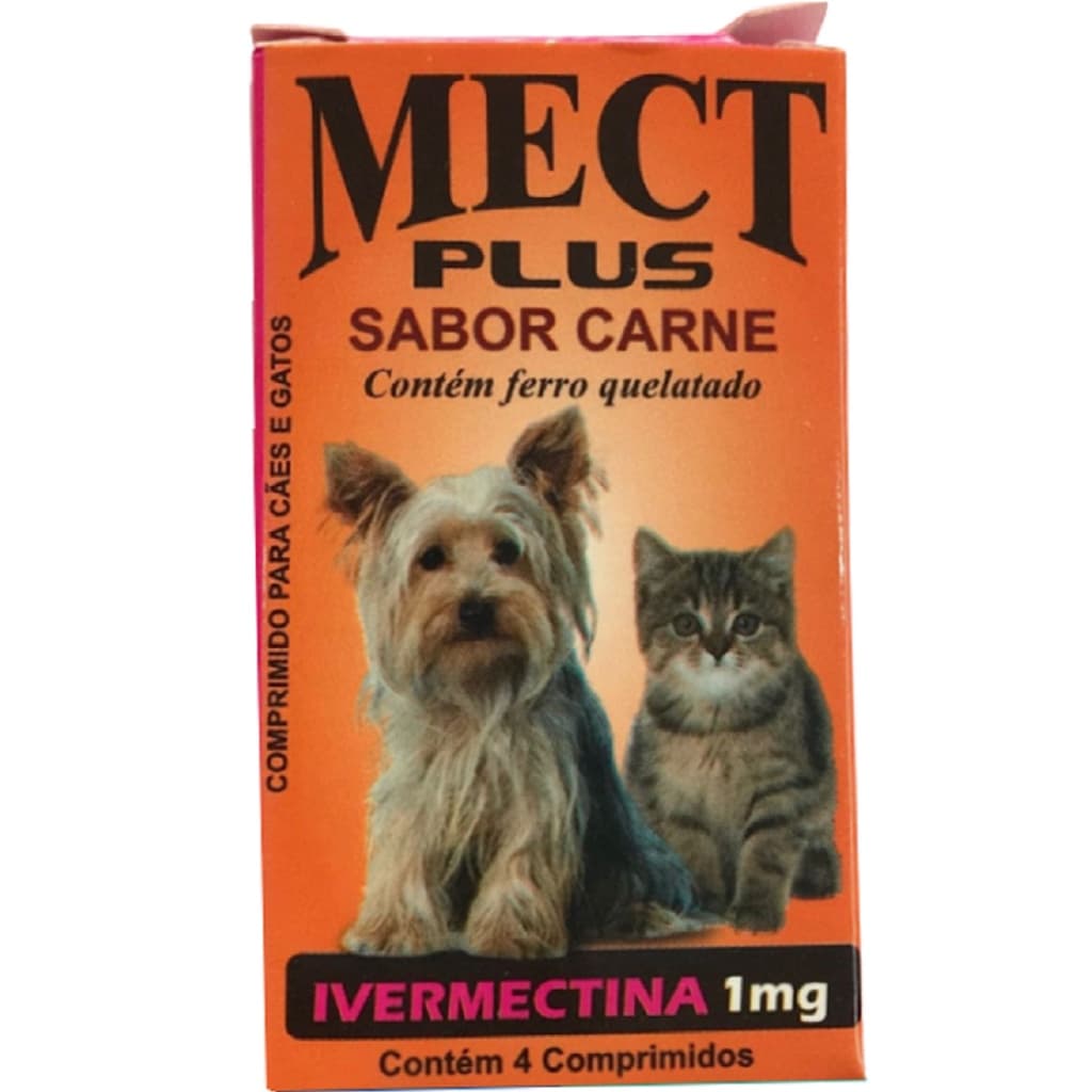 Remédio Antipulgas Carrapatos Vermes e Sarnas Mect Plus Para Cães e Gatos de 2,5Kg a 60Kg