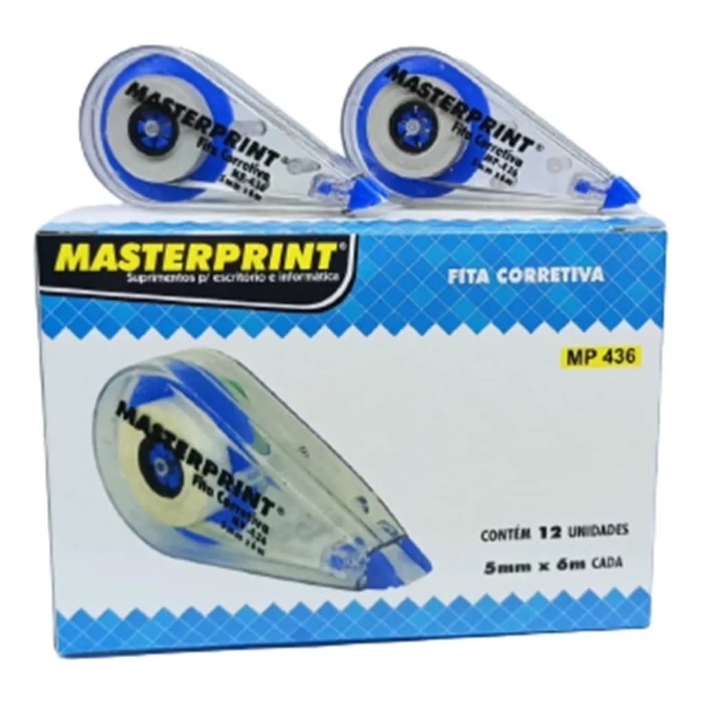 Fita Corretiva Escolar Secagem Imediata Caixa com 12 Unidades 5mmx6m Masterprint