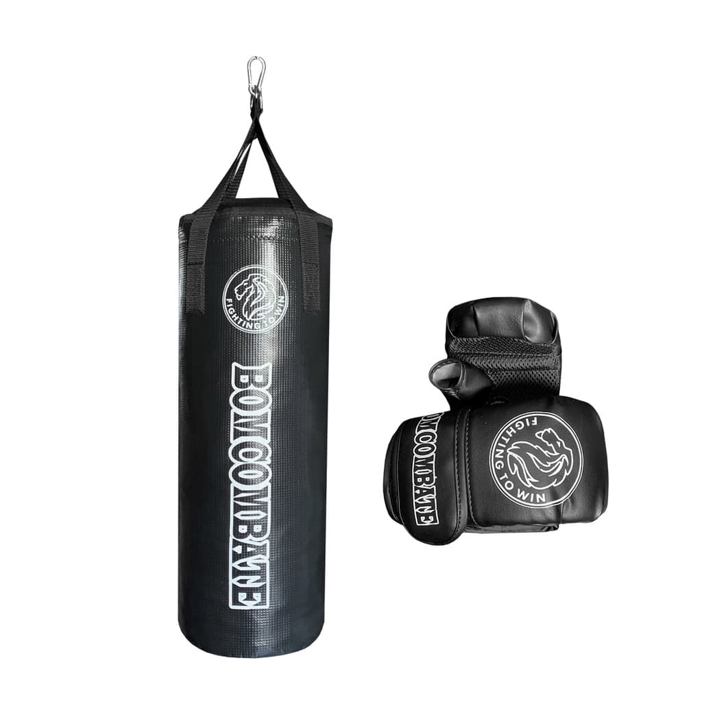 Kit Saco De Pancada Infantil E Par De Luvas Bomcombate Preto