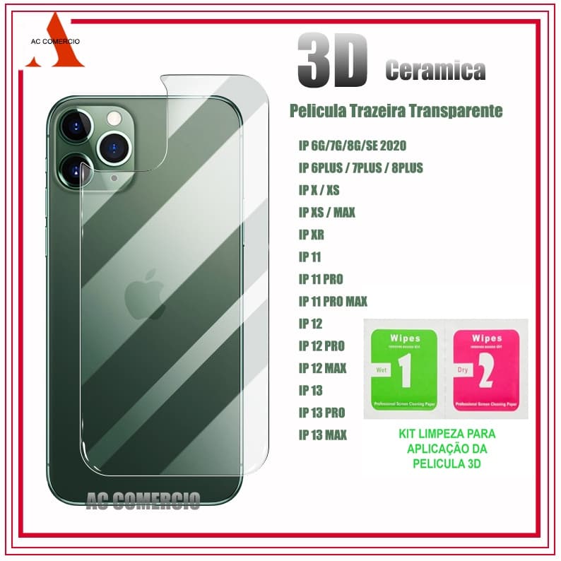 Película Traseira Cerâmica Flexível 3D Para 6 7 8 Plus X XS MAX 11 12 13 14 15pro max 16 pro max