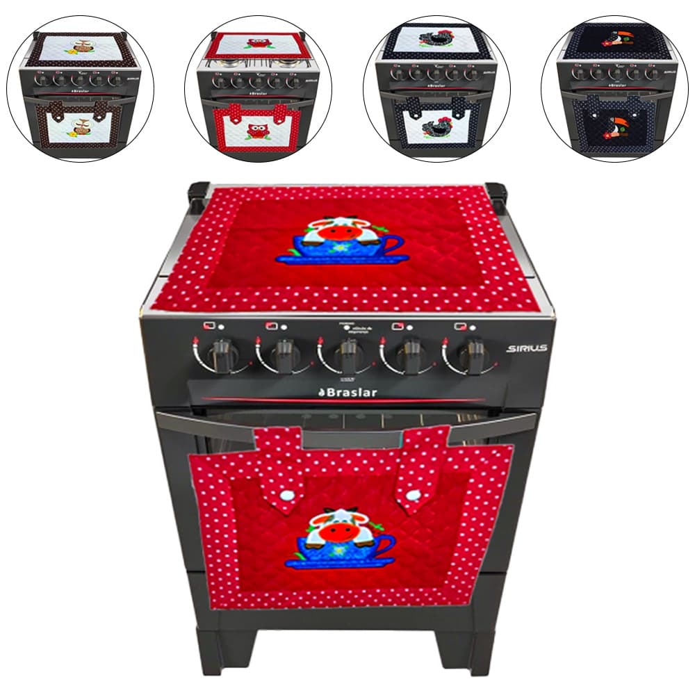 Kit Fogão e Forno Tecido Matelado Para Fogão 4 Bocas - 1 Kit
