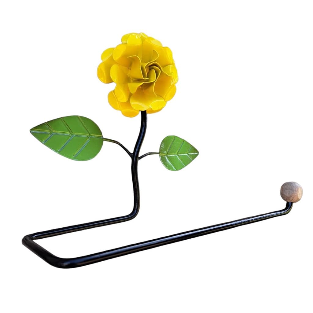 Suporte Porta Papel Toalha Em Ferro De Parede Com Flor