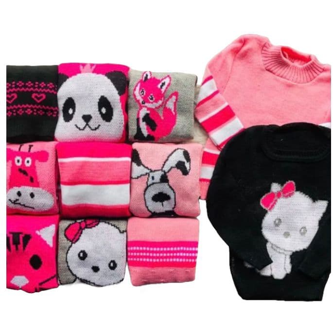 Kit com 3 Blusas de Lã Infantil Para Menina