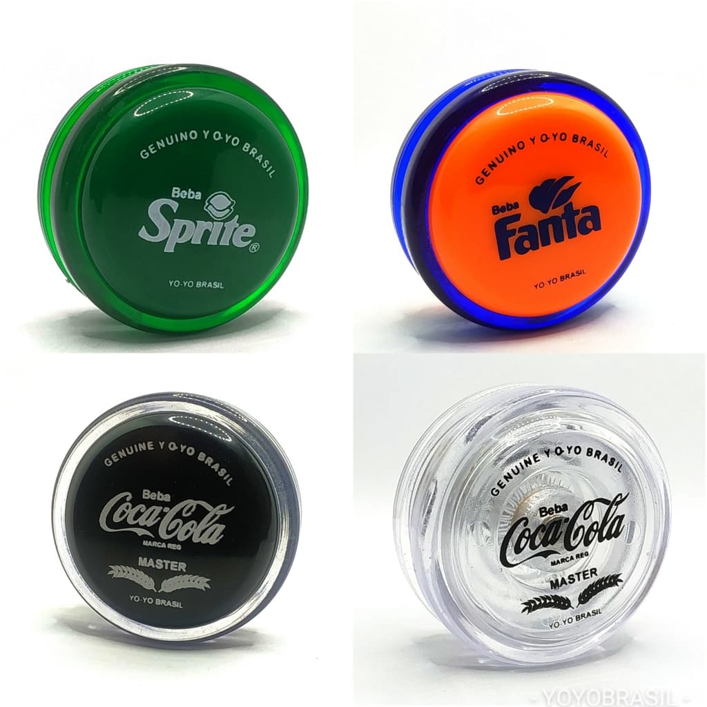 Kit Coleção Ioiô io io / e Yoyo Coca-Cola Genuine Retrô anos 80 yo-yo Profissional com Eixo Fixo de Madeira + 6 cordas