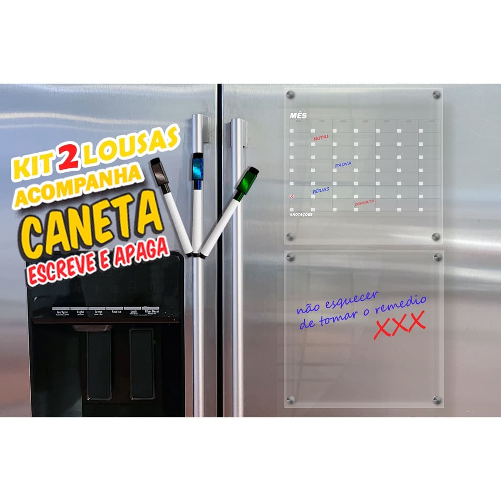 Lousa Magnética Planner Mensal semanal dieta Anotações Imã de Geladeira Anotação C/ Caneta escreve e apaga