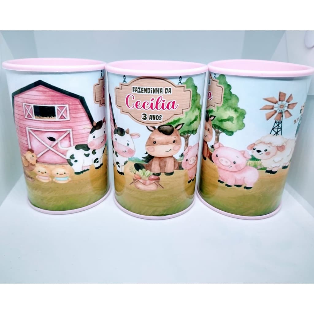 10 Cofrinhos Personalizado Fazendinha Menina ou Menino Aquarela