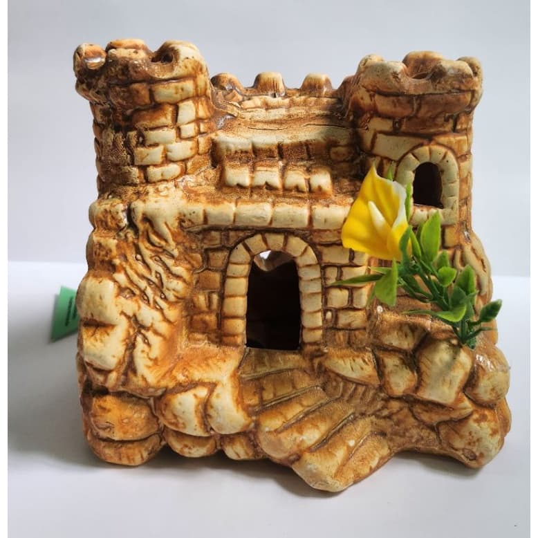 Enfeite  Castelinho Ceramica Trema Envelhecido Para Decoração Aquários 29E