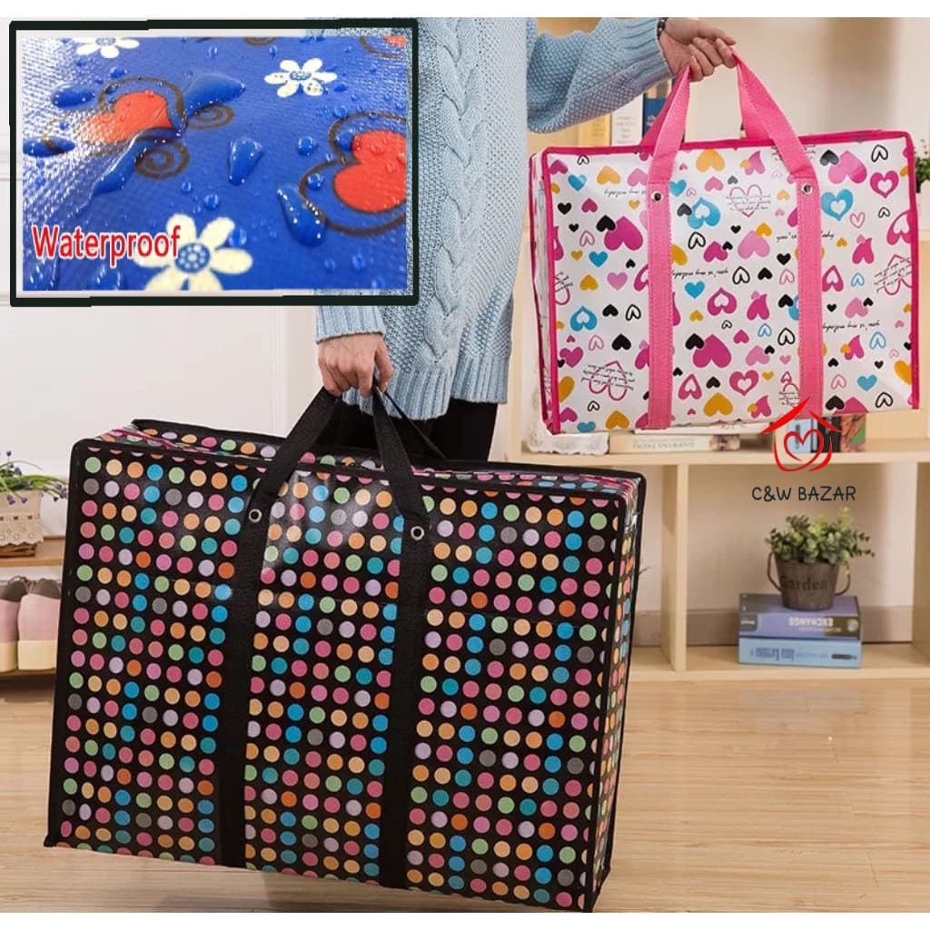 Bolsa De Viagem Grande Impermeável Para Mudanças Sacola Feira com Ziper Resistente E Para Sacoleira